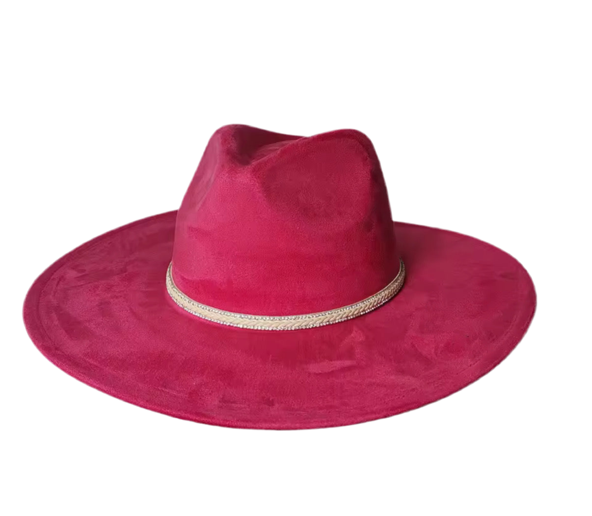 Dazzleme Suede Wide Brim Fedora Hat - Vegan Suede Material, Adjustable Straps, 10cm Brim, 12cm Height, Unisex Fashion Accessory-1