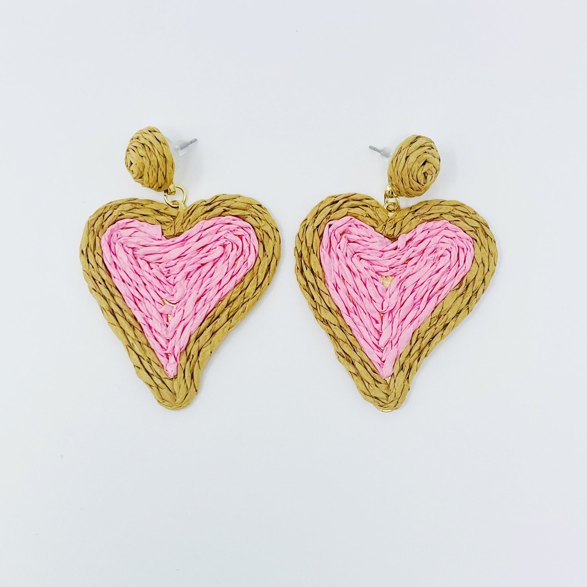 Sunny Days Heart Raffia Earrings-7