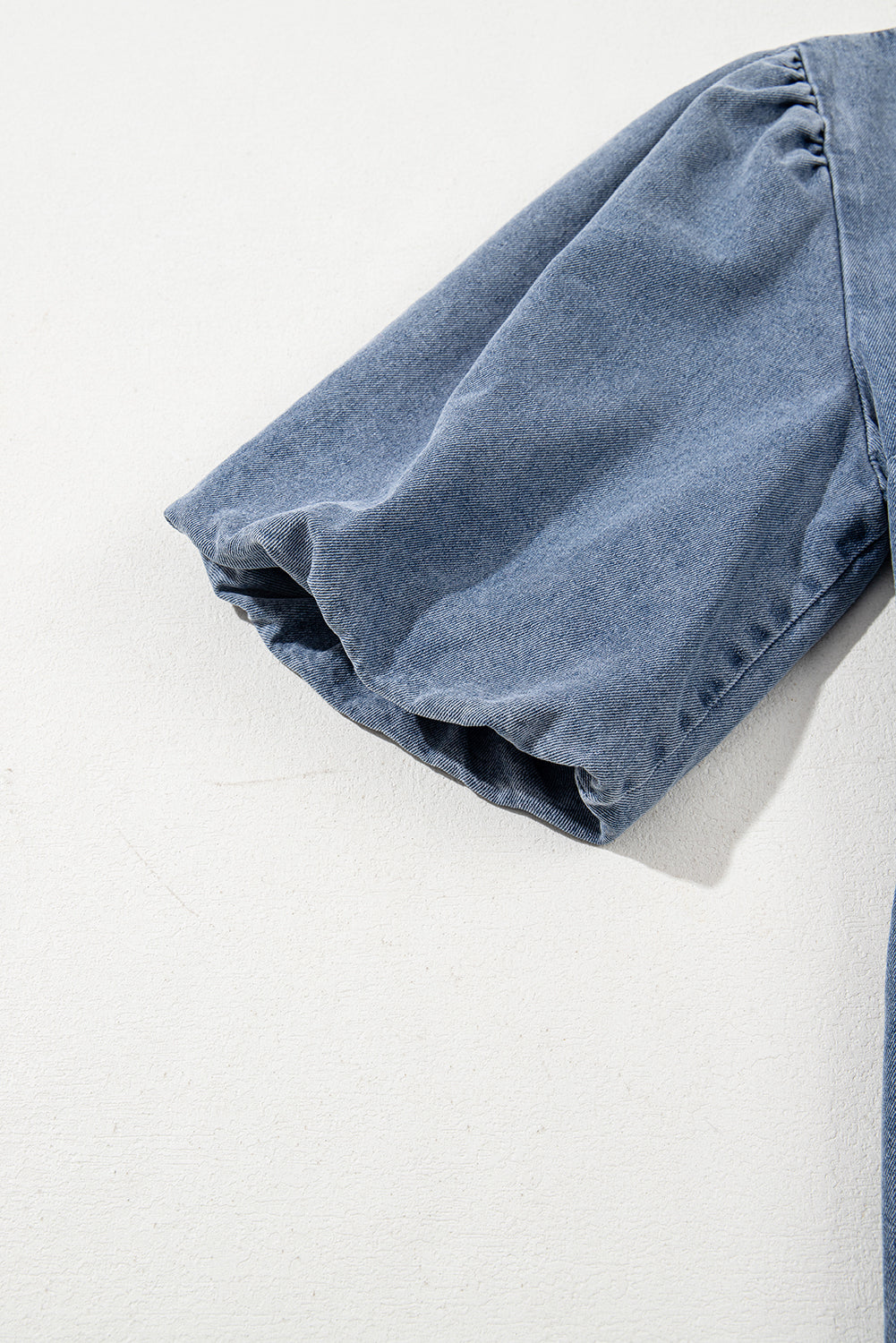 Dusk Blue Bowknot Puff Sleeve Denim Dress