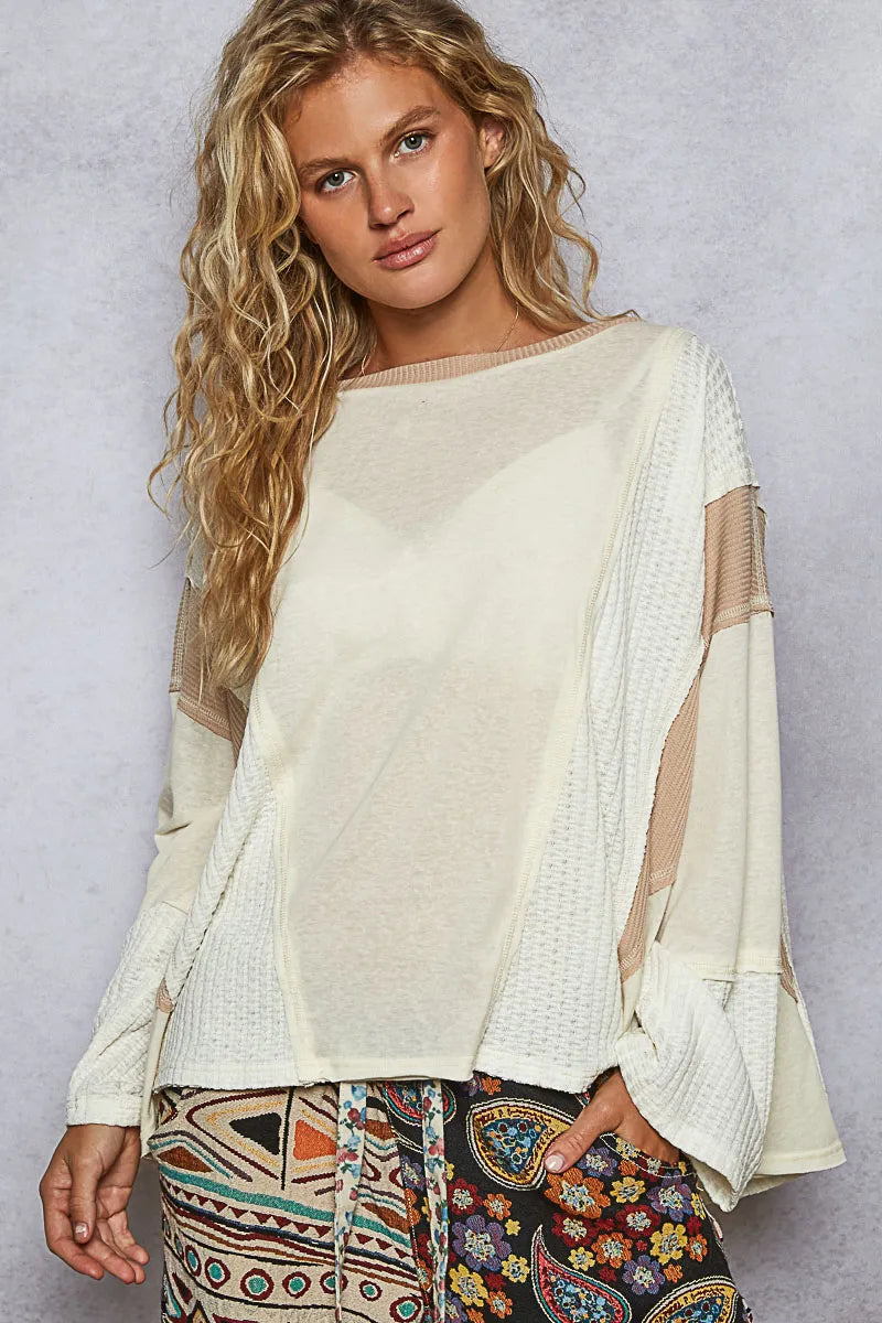 Contrast Round Neck Long Sleeve T-Shirt