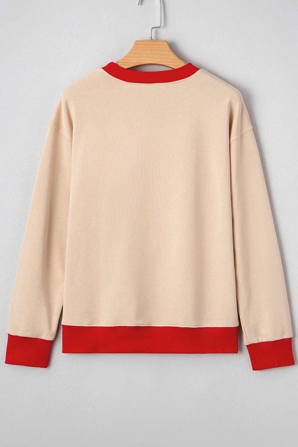 Oatmeal GAME DAY Letter Contrast Trim Baggy Sweatshirt