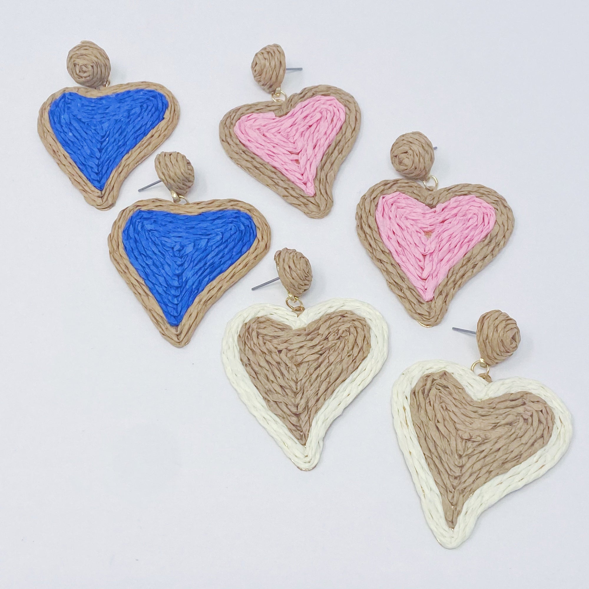 Sunny Days Heart Raffia Earrings-0