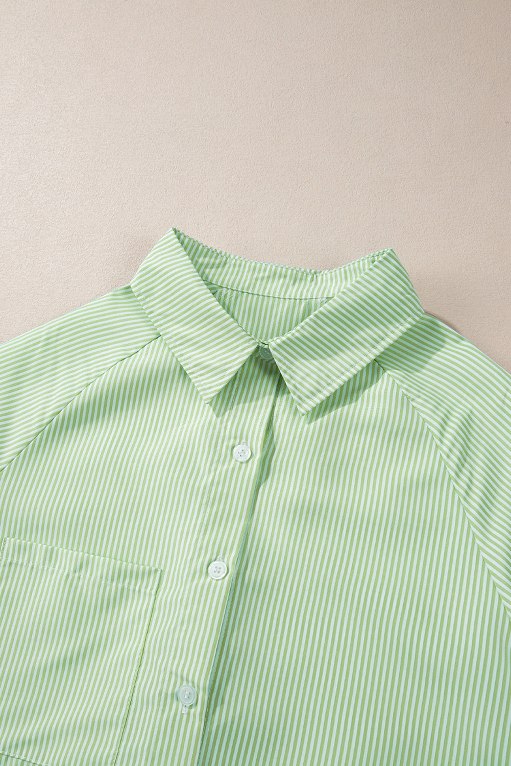 Grass Green Striped Pocket Button Up Shirt