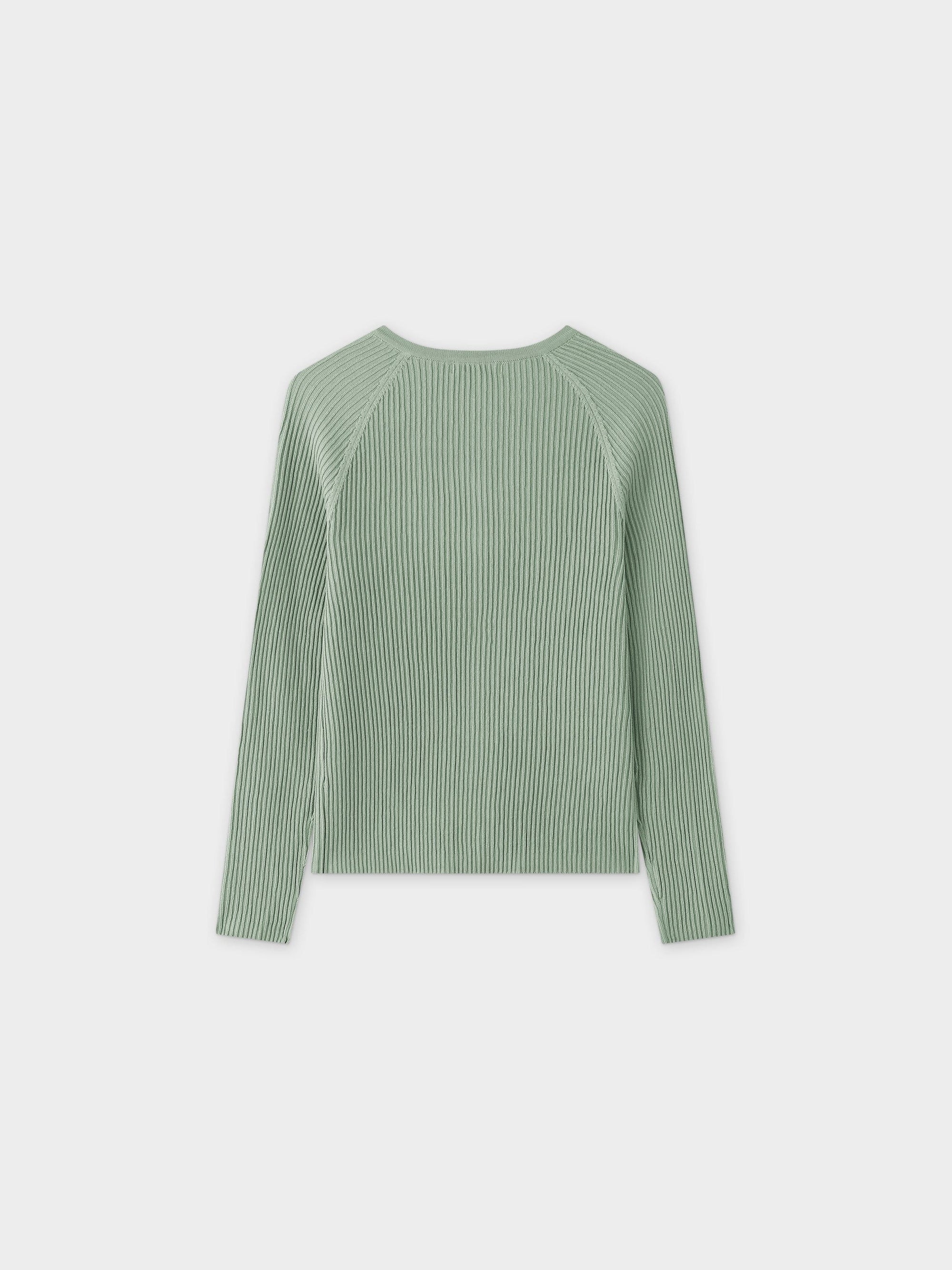 Ribbed Knit Cardigan-Seafoam-1