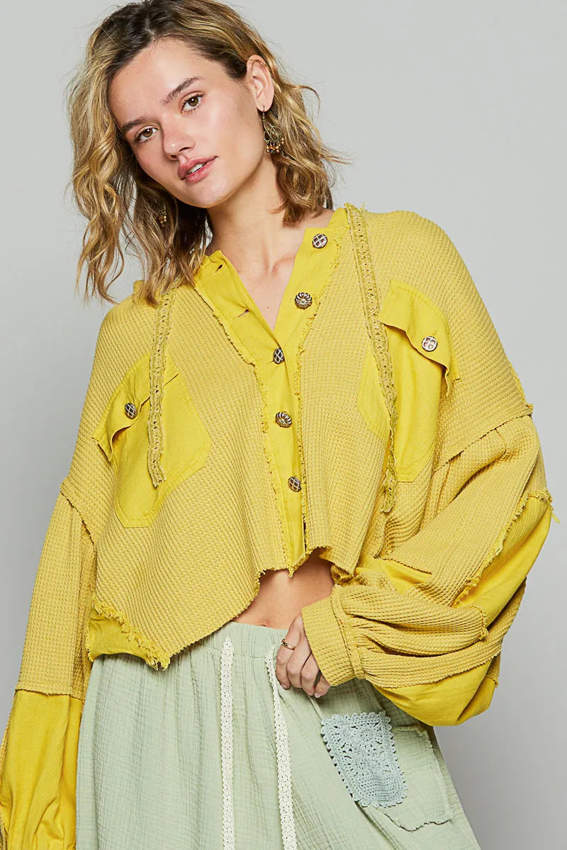 Raw Hem Cropped Hooded Jacket