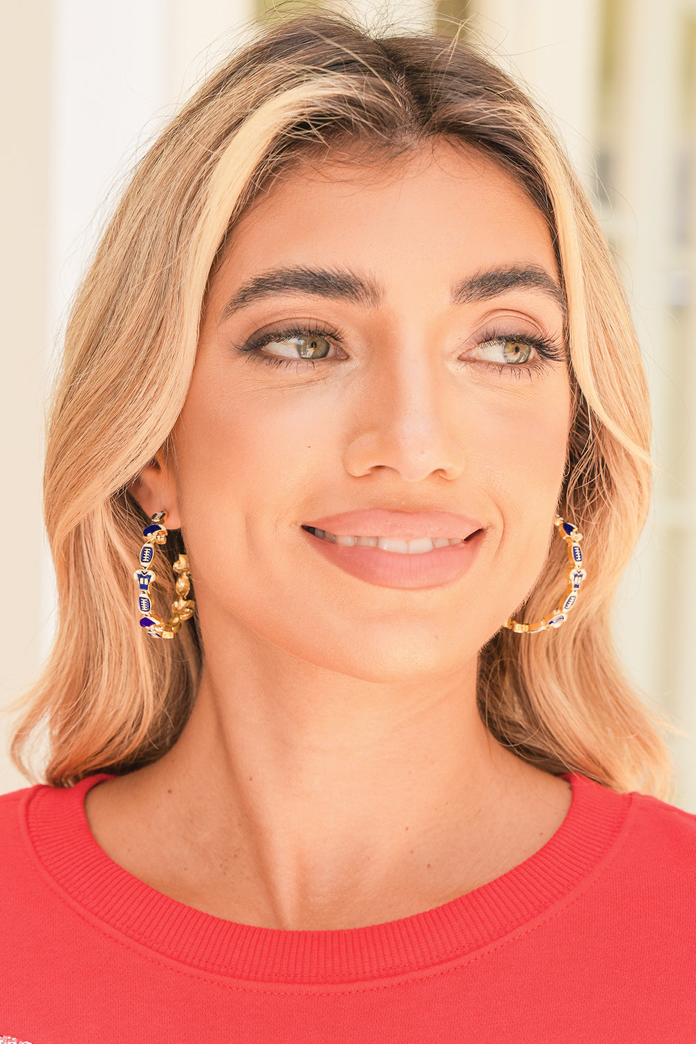 Dark Blue Game Day Hoop Earrings