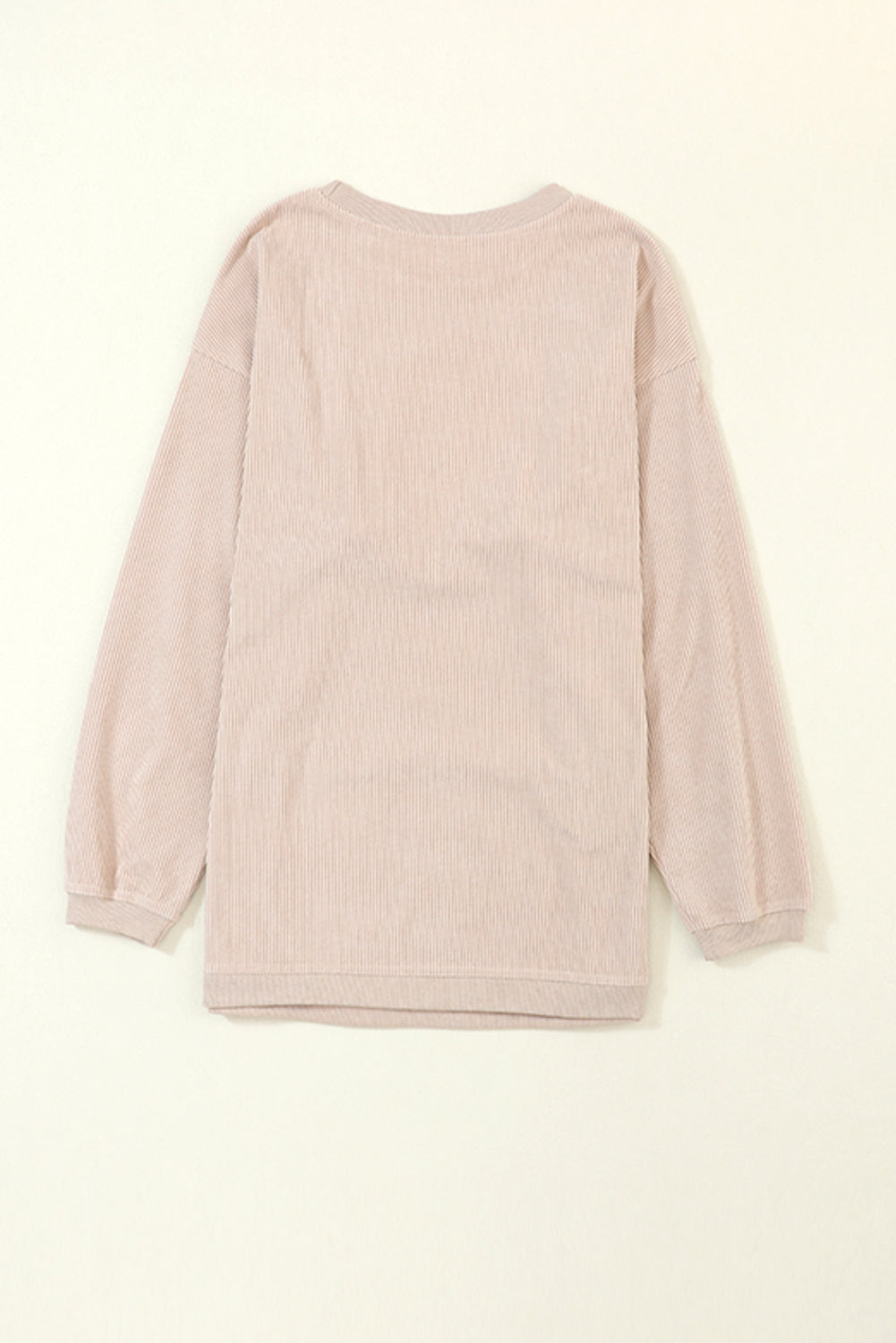 Apricot Drop Shoulder Rib Knit Oversized Sweatshirt