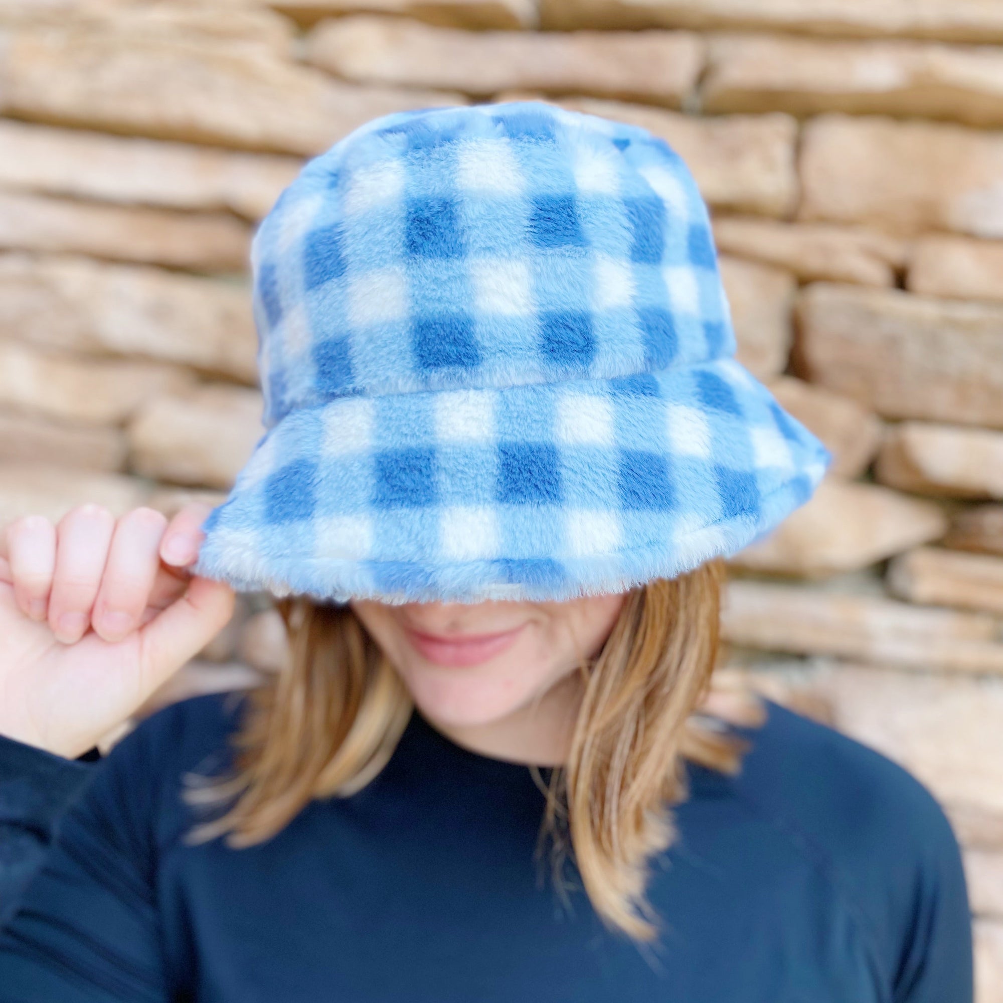 Super Cozy Checkered Bucket Hat-0