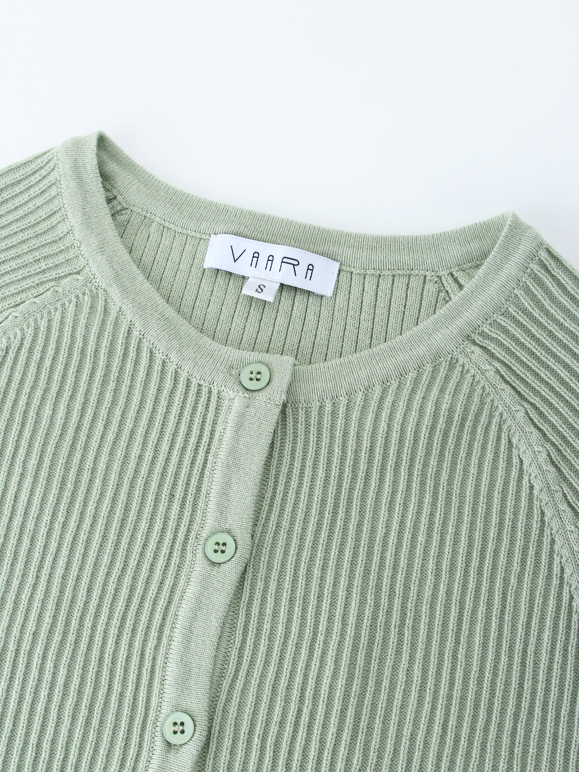 Ribbed Knit Cardigan-Seafoam-2