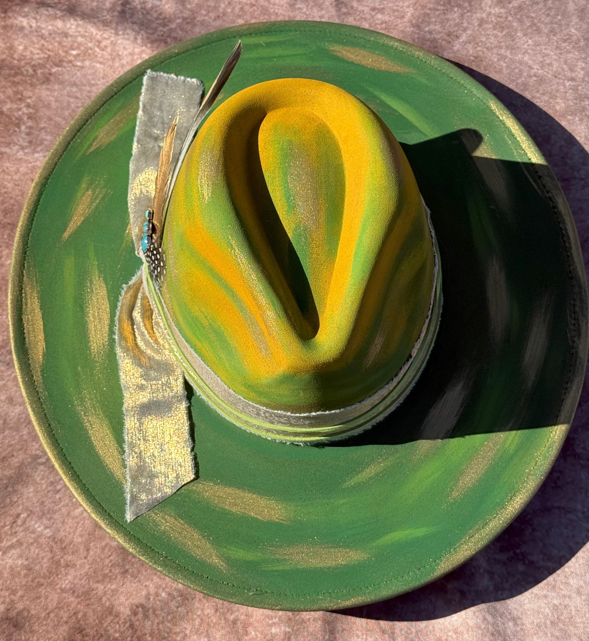 Custom handcrafted limedrop Fedora Hat-2