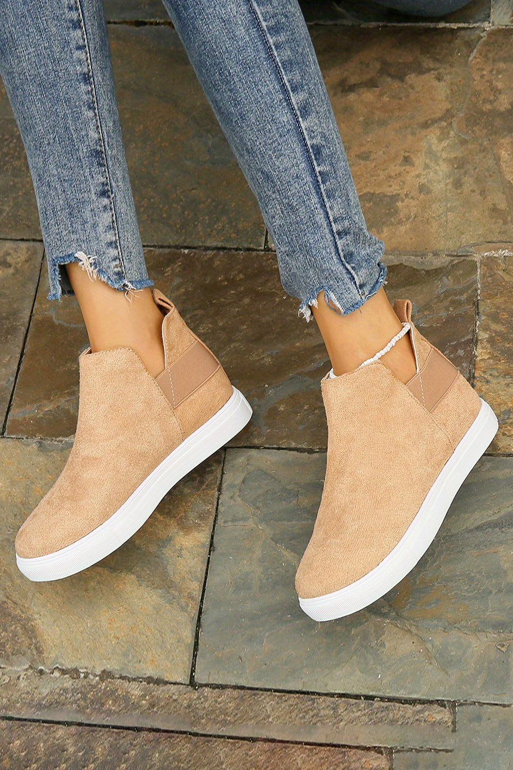 Camel High Top Slip-on Casual Boots