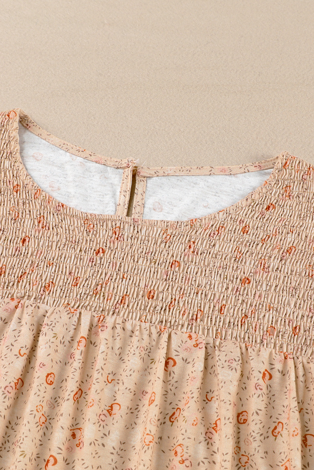 Apricot Plus Size Smocked Ditsy Floral Ruffle Blouse