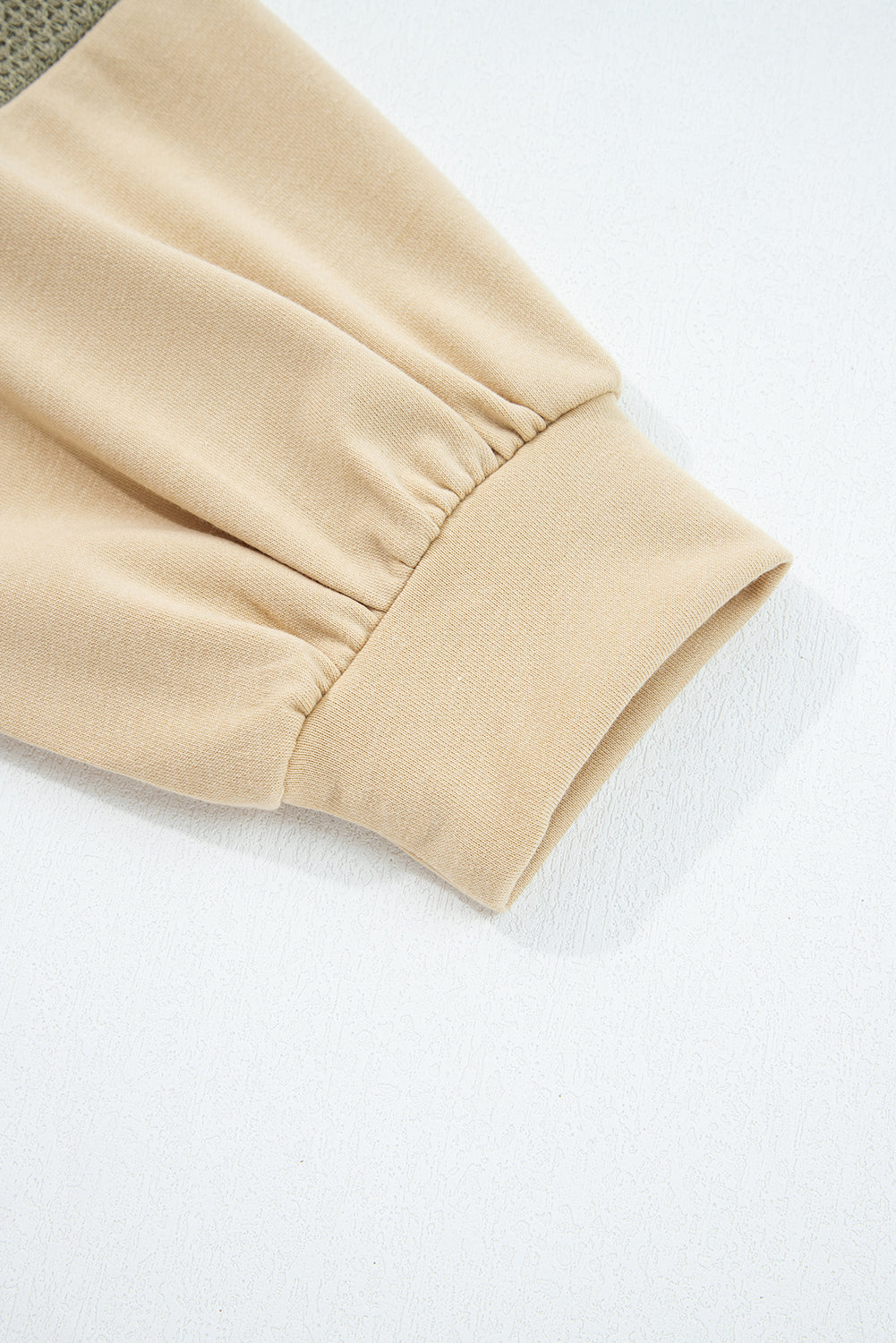 Laurel Green Exposed Seam Contrast Texture Patchwork Plus Size Drop Shoulder Pullover