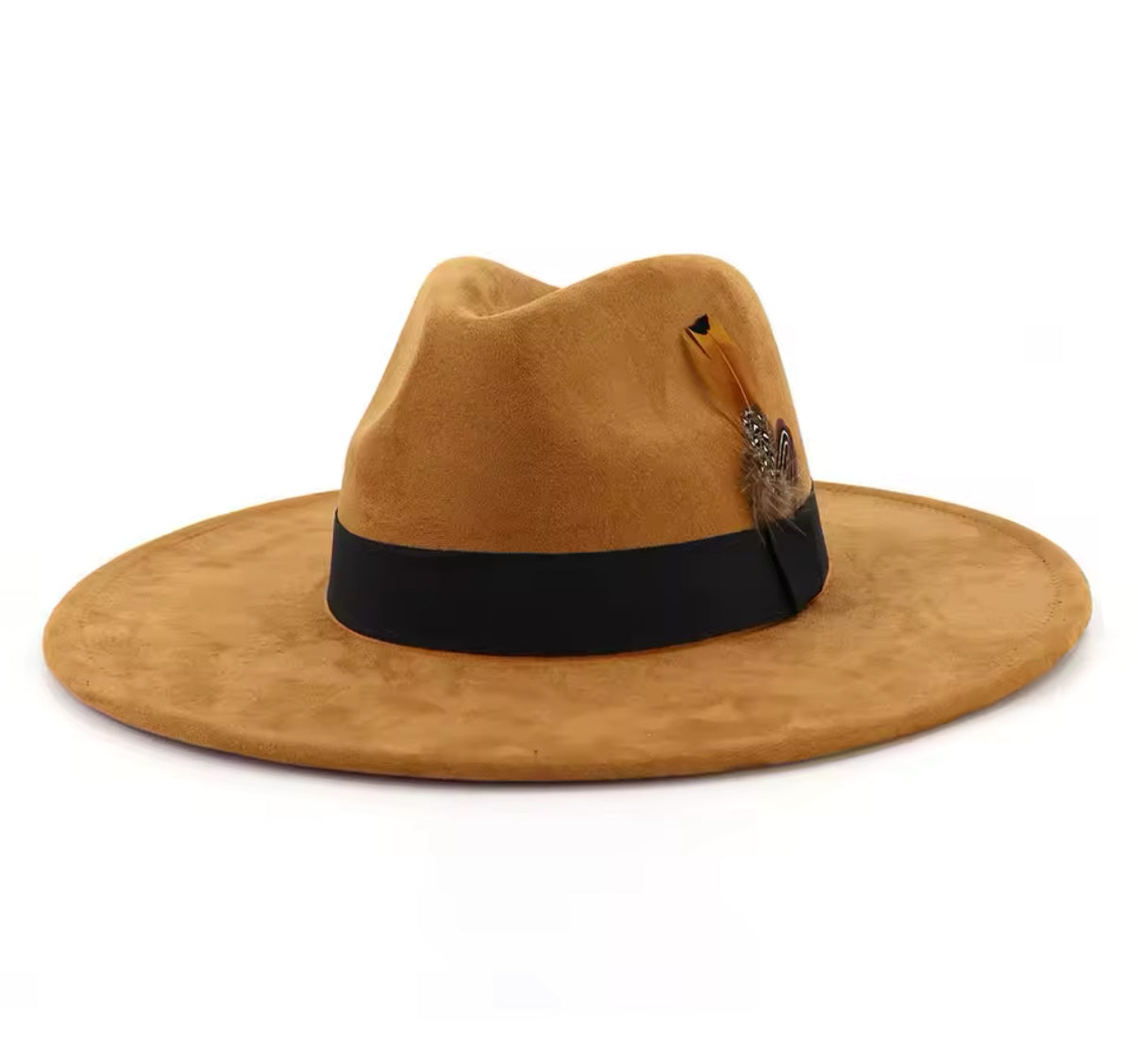 Feathered Suede Fedora Hat-1