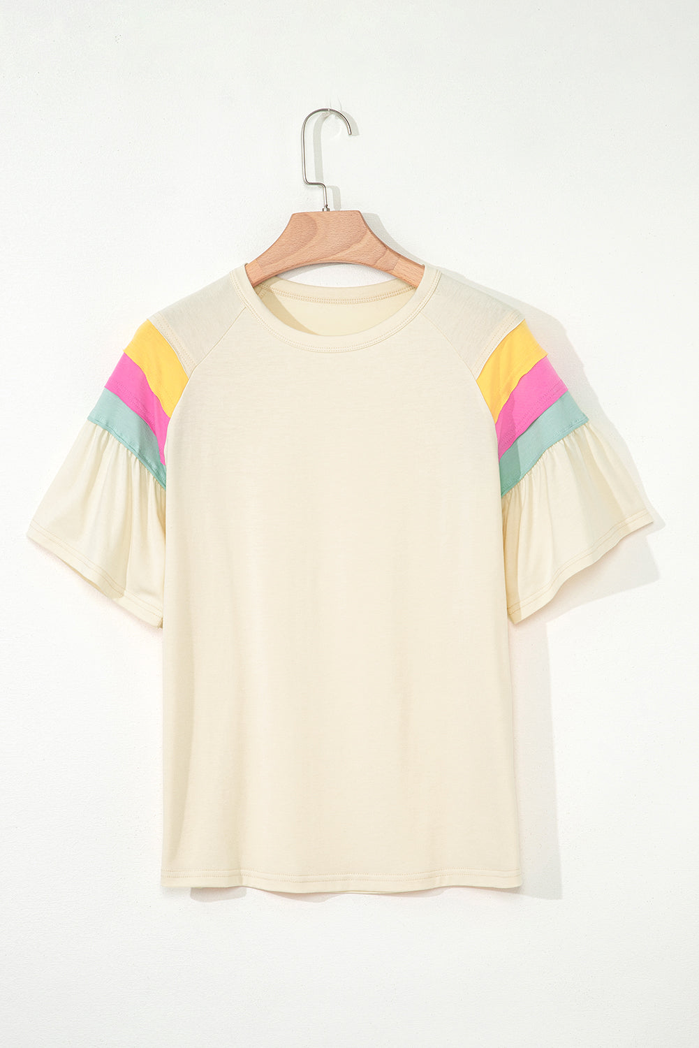 White Colorblock Short Sleeve Round Neck T-Shirt