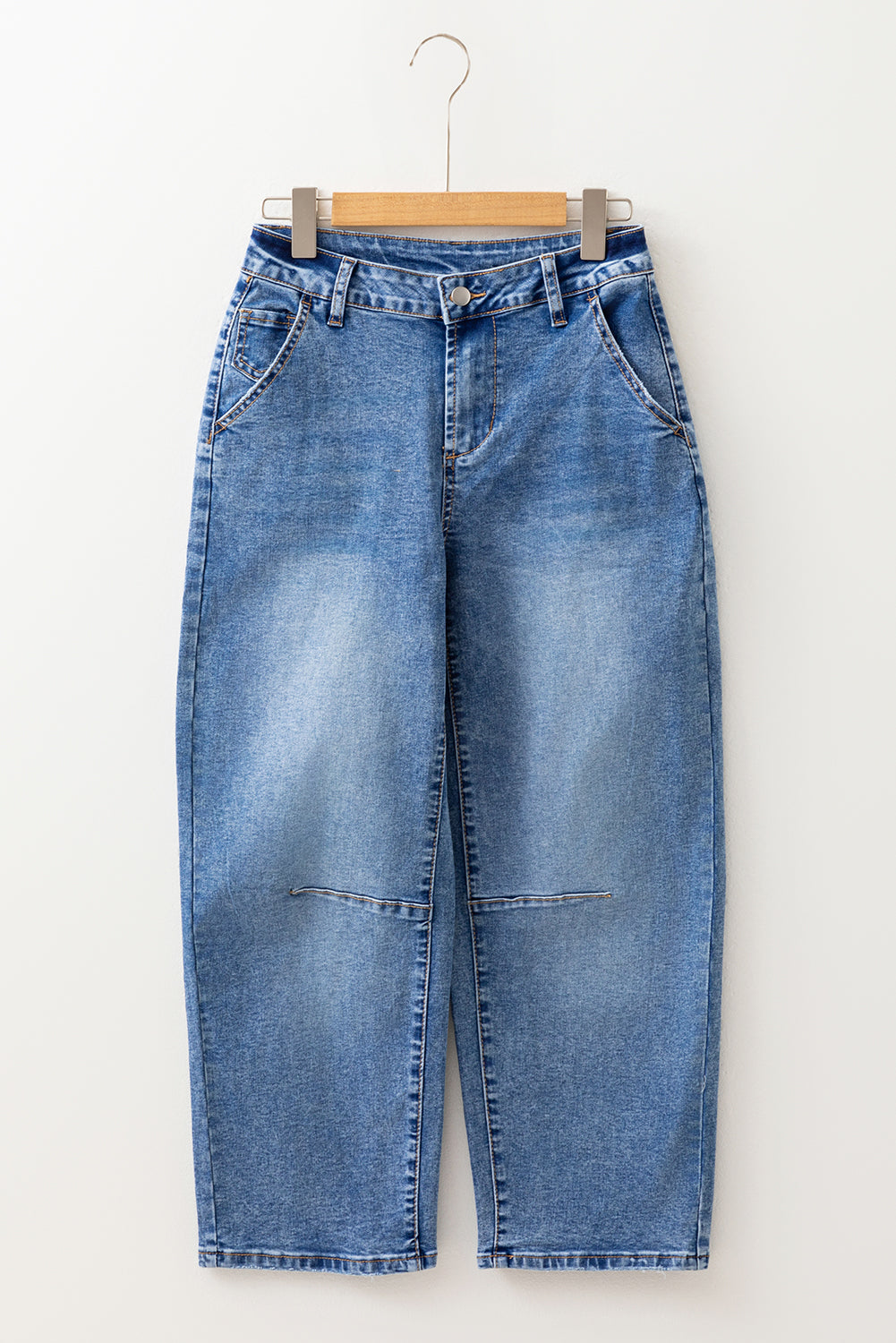 Dusk Blue High Waist Straight Leg Ankle Cropped Jeans