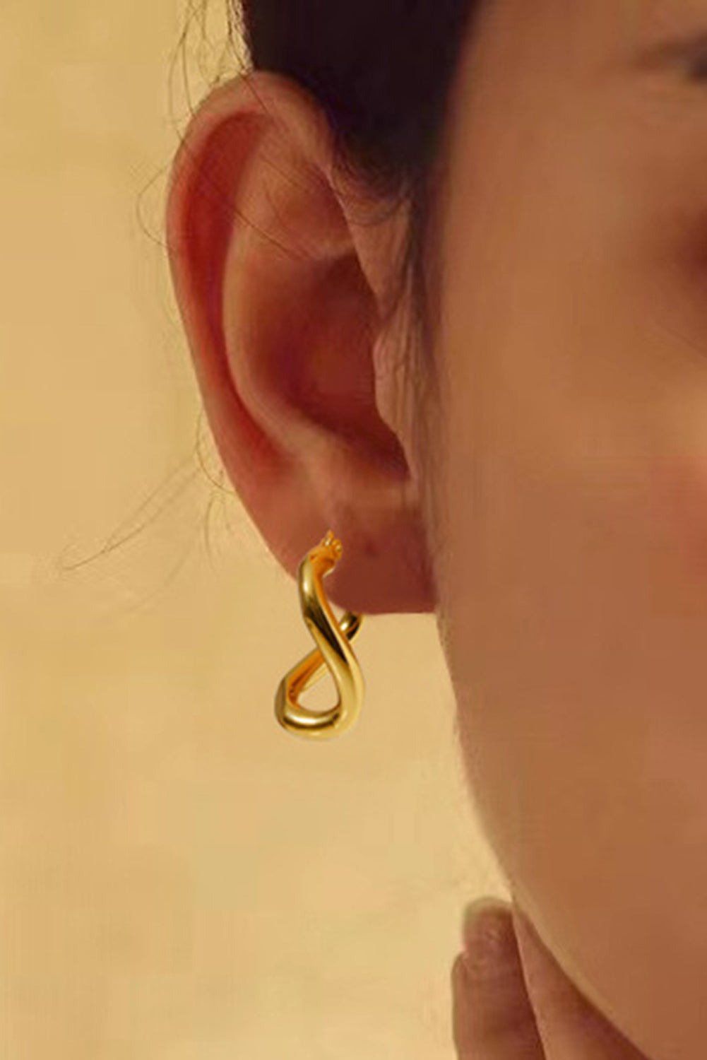 Gold Twisted Hoop Alloy Earrings