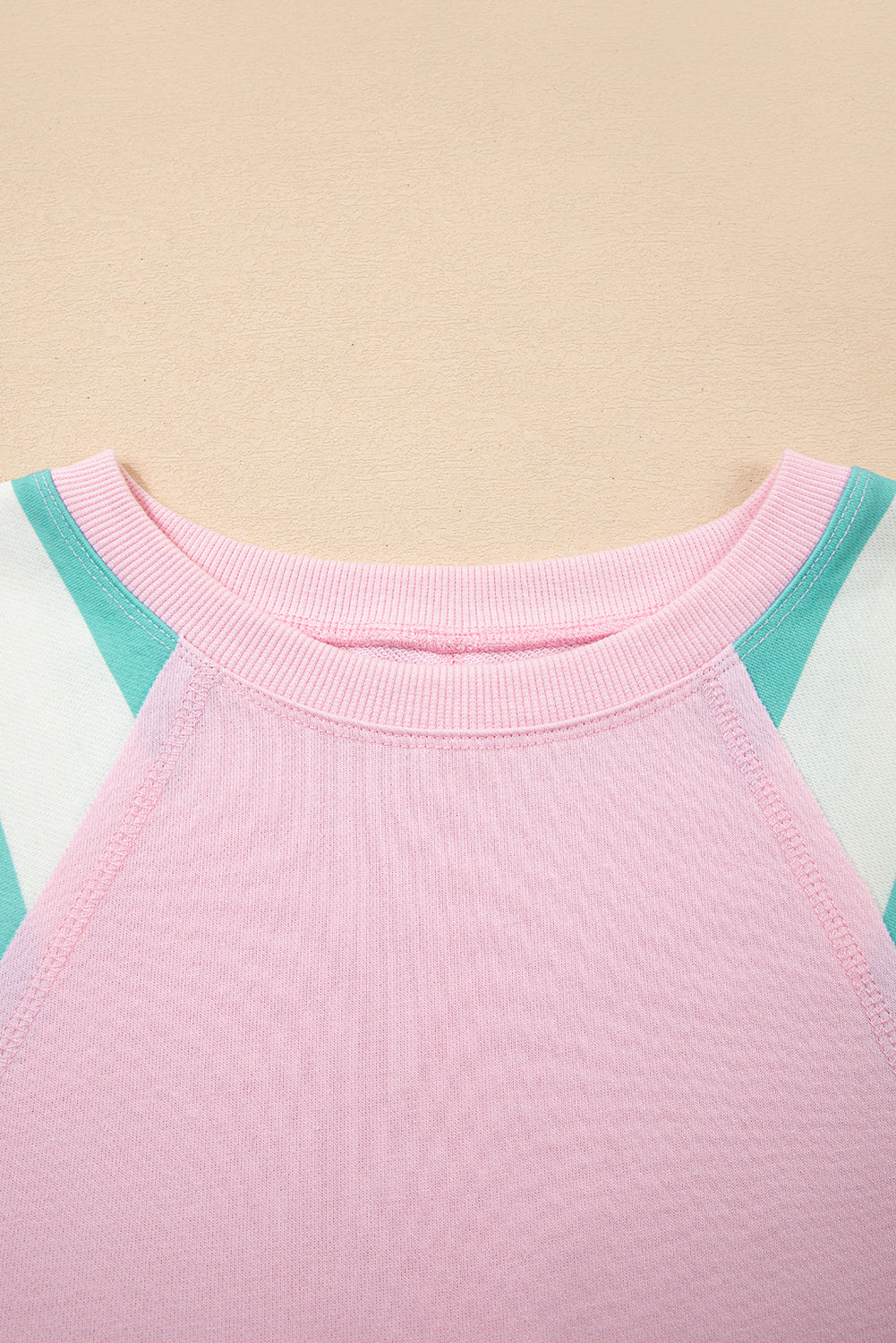 Bonbon Striped Colorblock Patchwork Raglan Sleeve Top