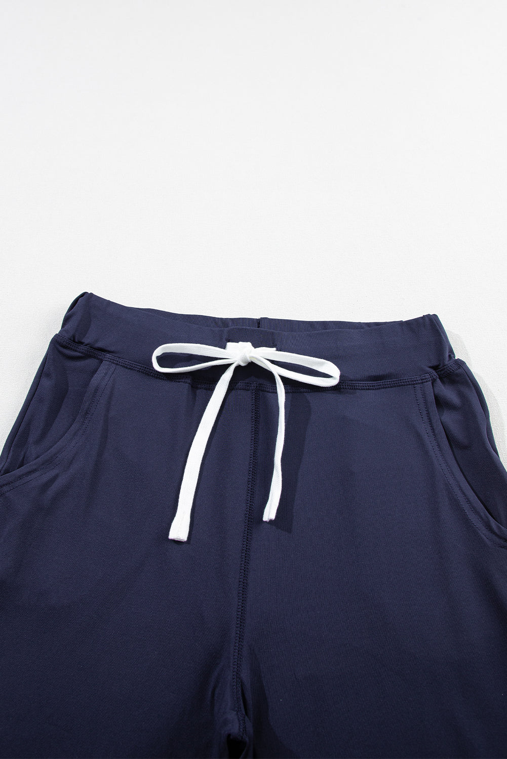 Navy Blue Drawstring Elastic Waistband Pocketed Joggers