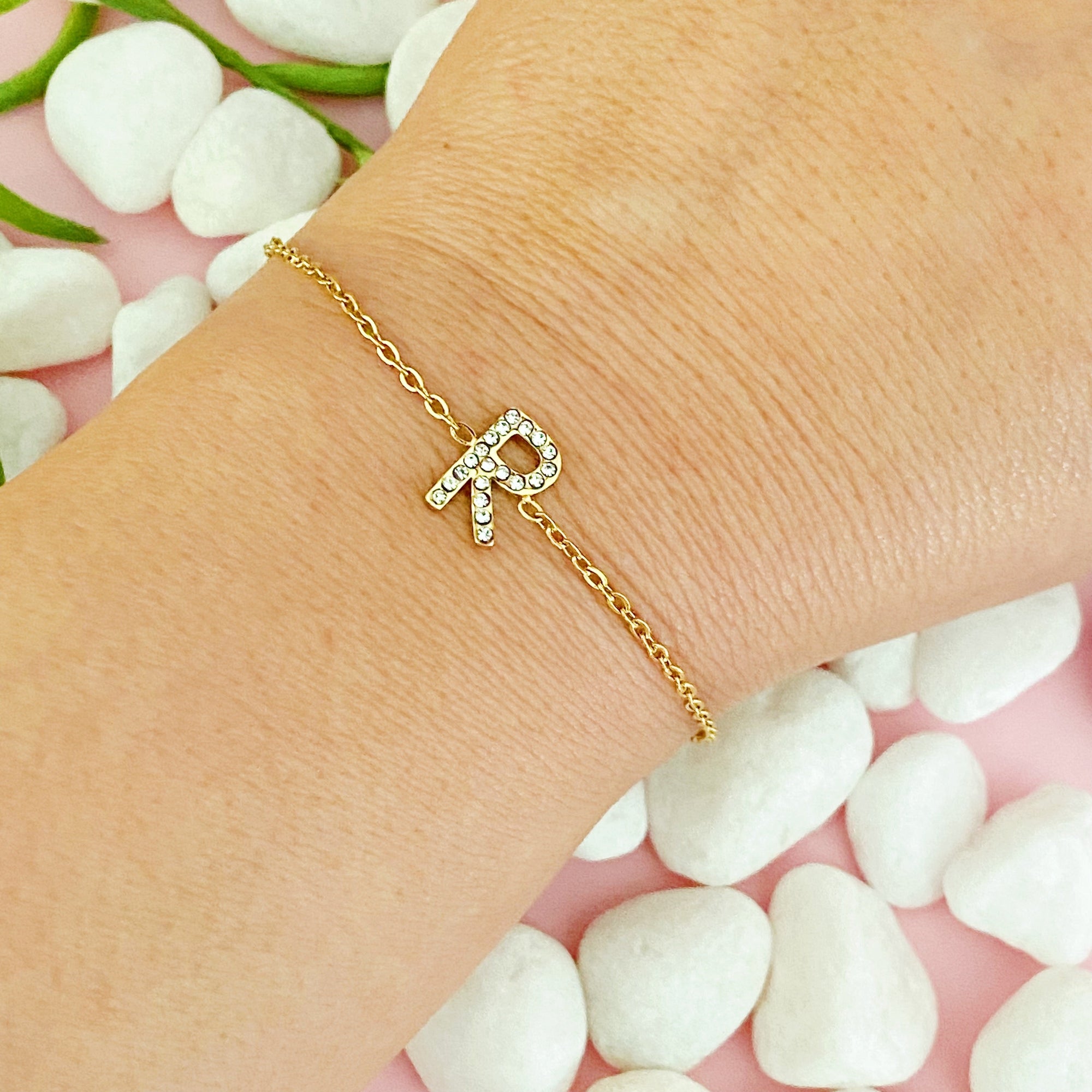 Dainty Sparkle Initial Bracelet-17