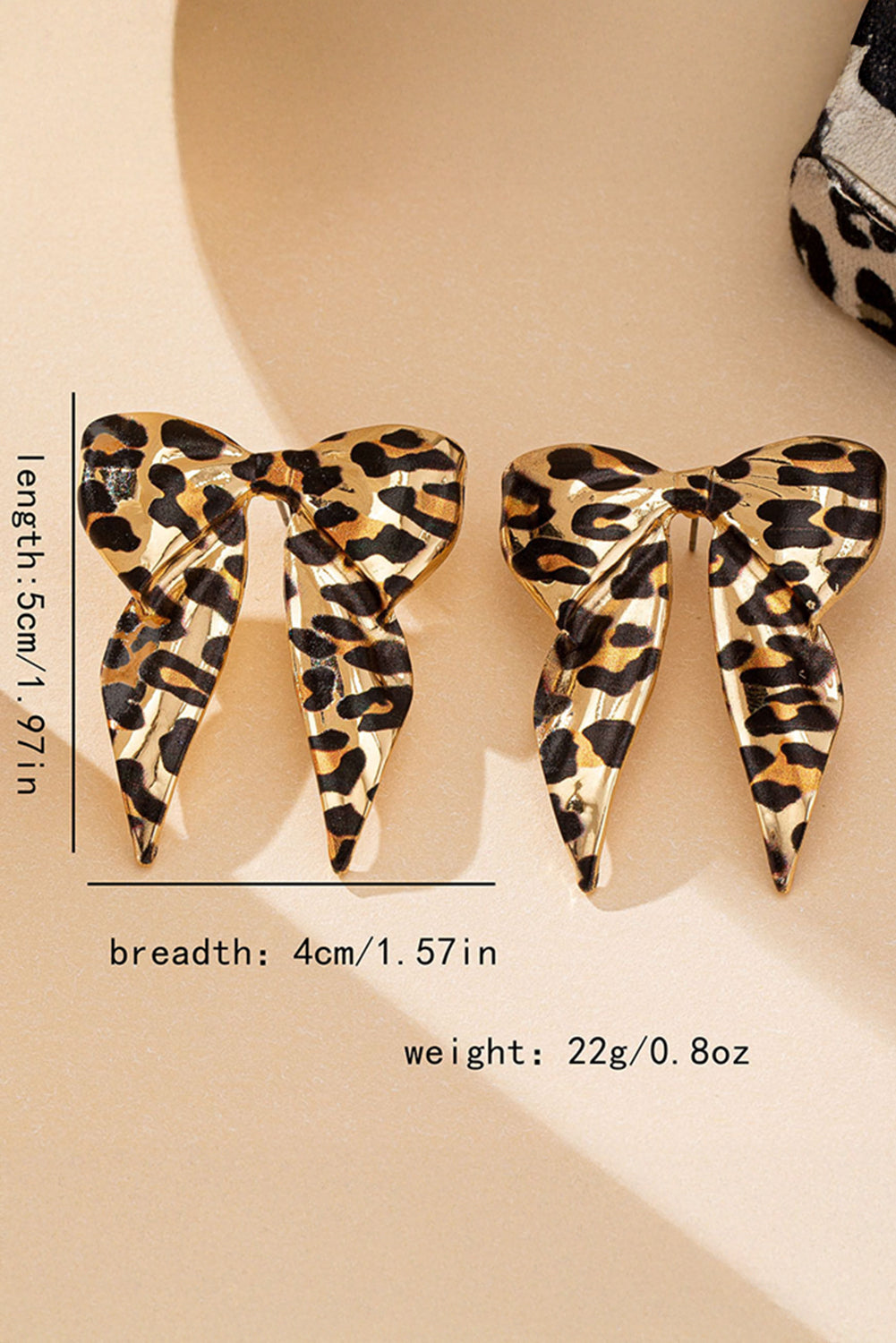 Gold Leopard Print Bowknot Shape Earrings