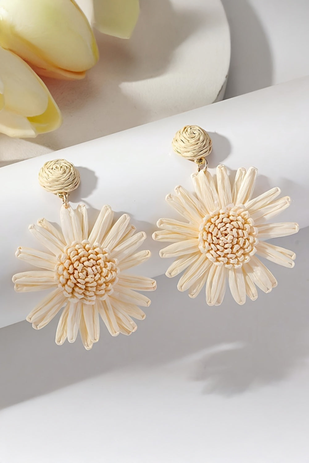 White Boho Flower Drop Earrings
