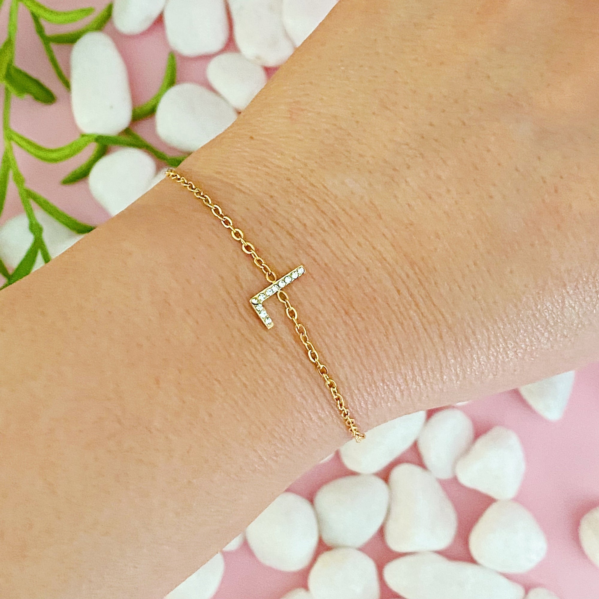Dainty Sparkle Initial Bracelet-14