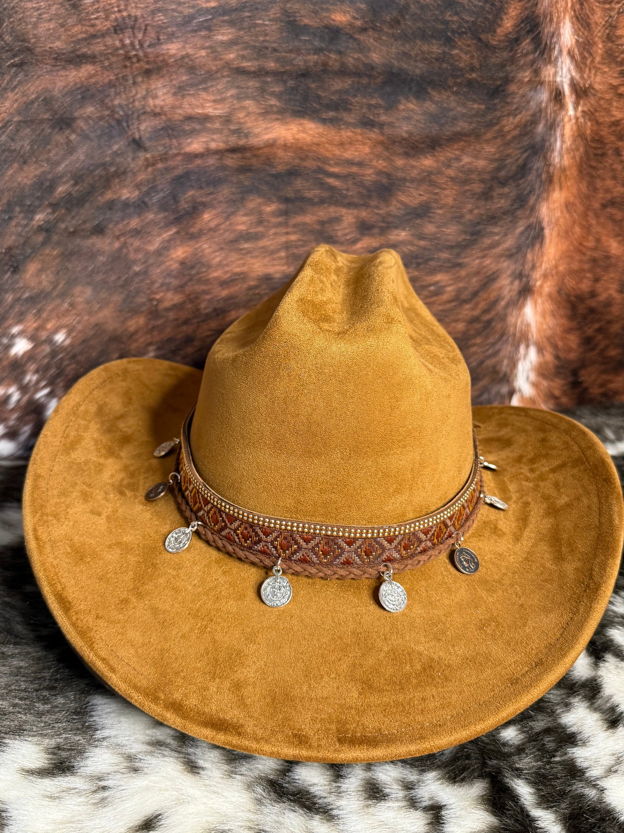 Premium Suede Cowboy Hat - Adjustable Straps Inside, Unisex Design, Size 56-58cm(S-L), Western Style, Great for Burning, Shipped in a Box-0