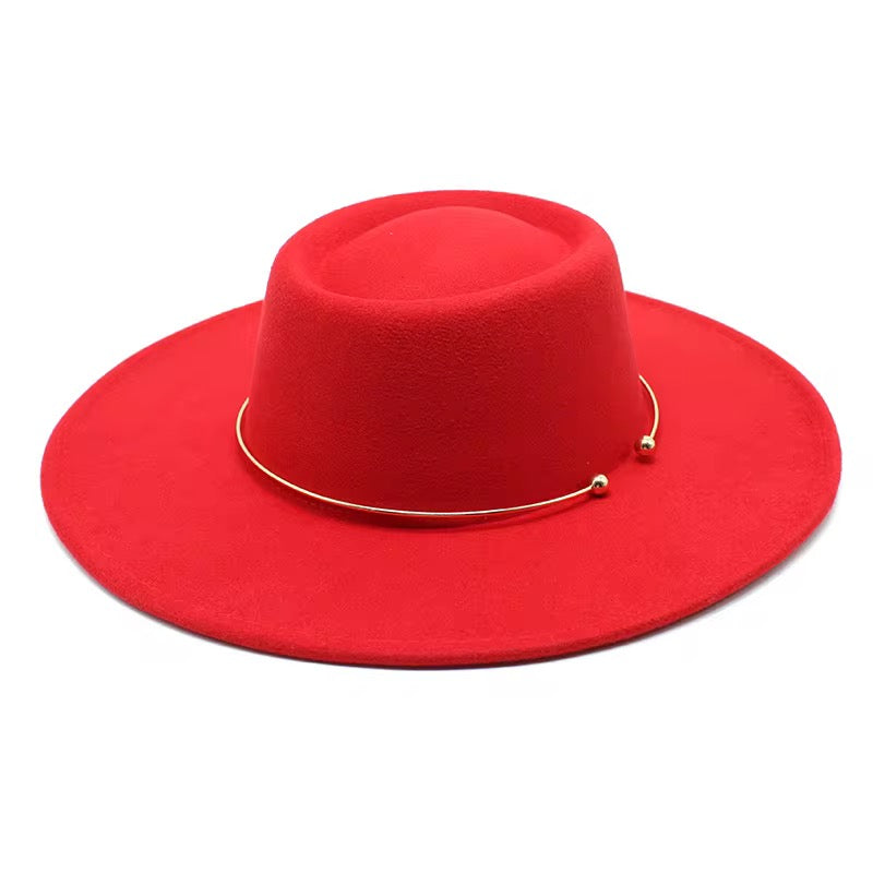Round Radiant Widebrim Fedora- Red-0
