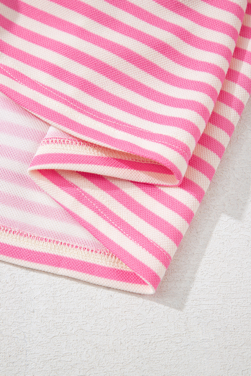 Pink Striped Bowknot Backless Drop Sleeve T-Shirt