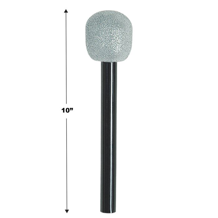 Silver and Black Glittered Microphone Costume Prop Accessory