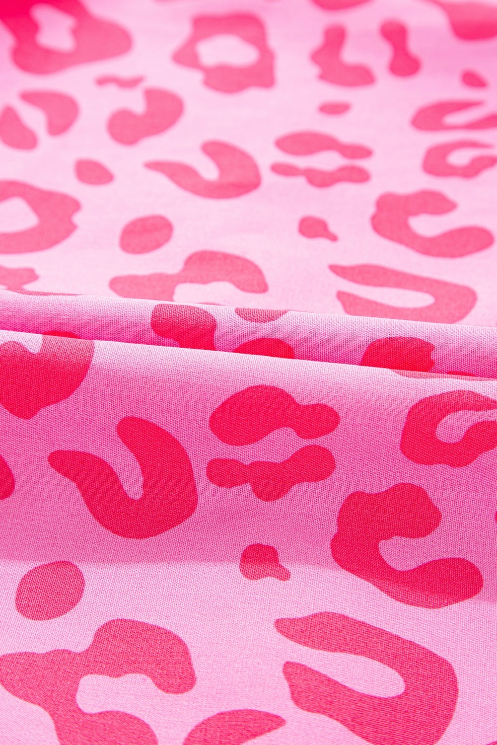 Rose Leopard Puff Sleeve Tie Front High Waist Mini Dress