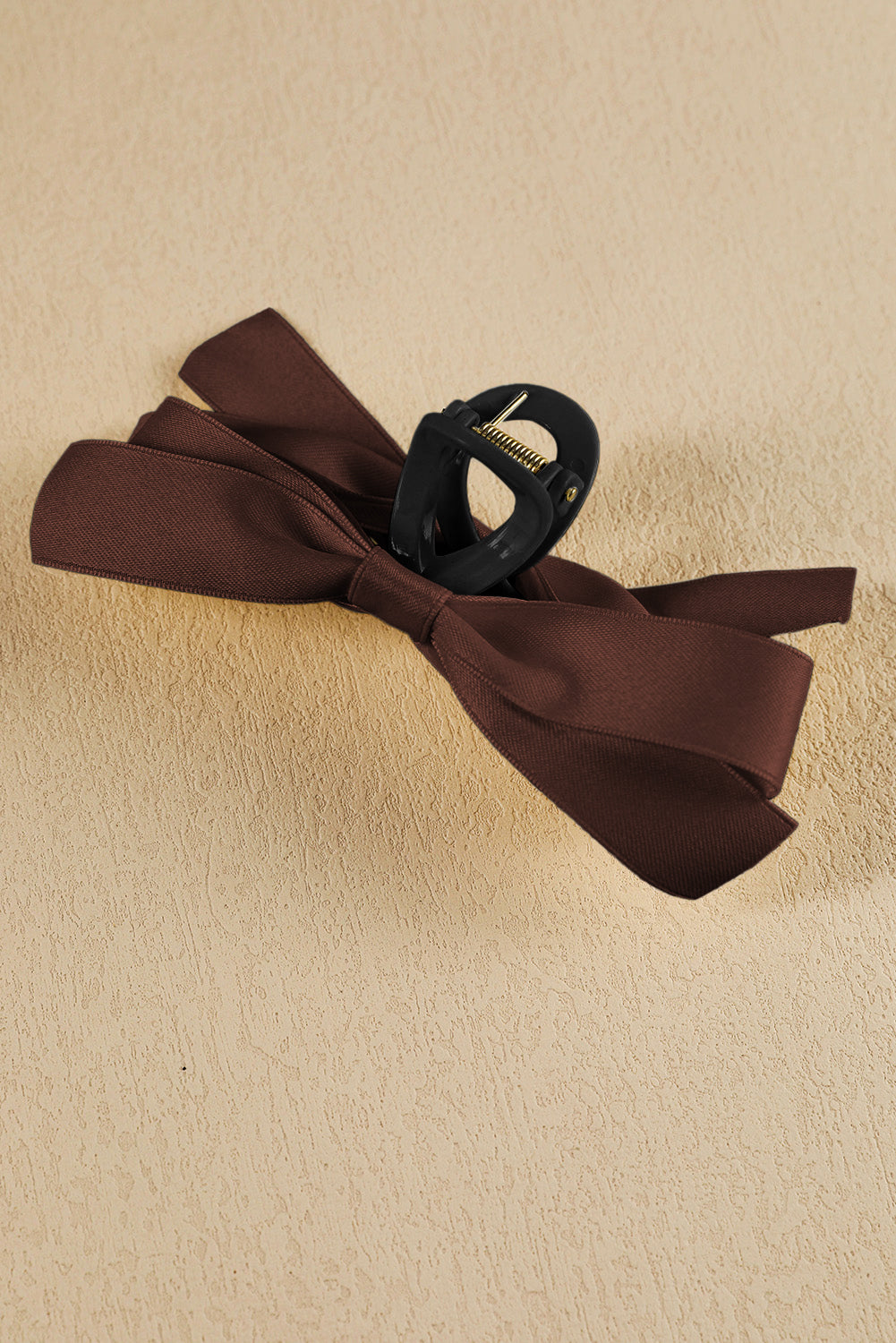 Coffee Solid Color Ribbon Bow Decor Hair Clip