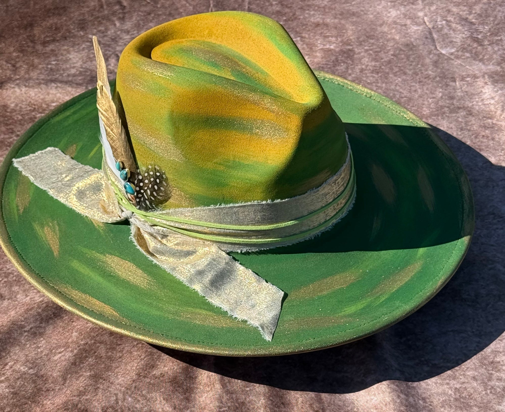 Custom handcrafted limedrop Fedora Hat-1