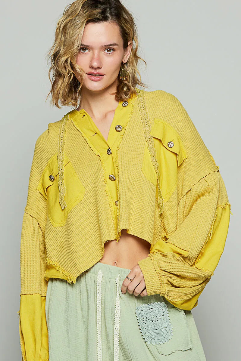 Raw Hem Cropped Hooded Jacket