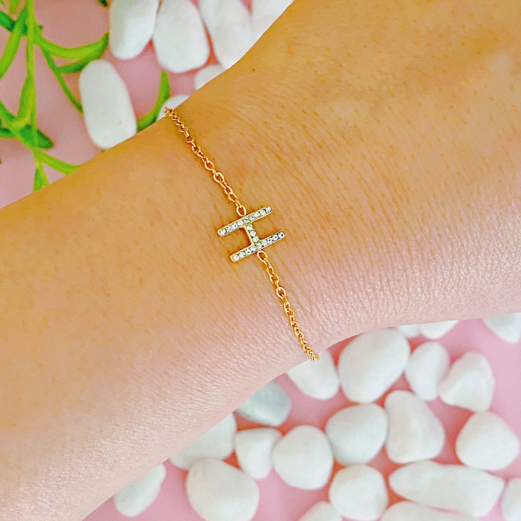 Dainty Sparkle Initial Bracelet-11