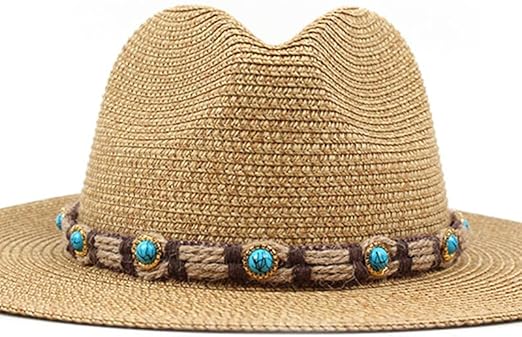 Straw Fedora Hat -Khaki-0