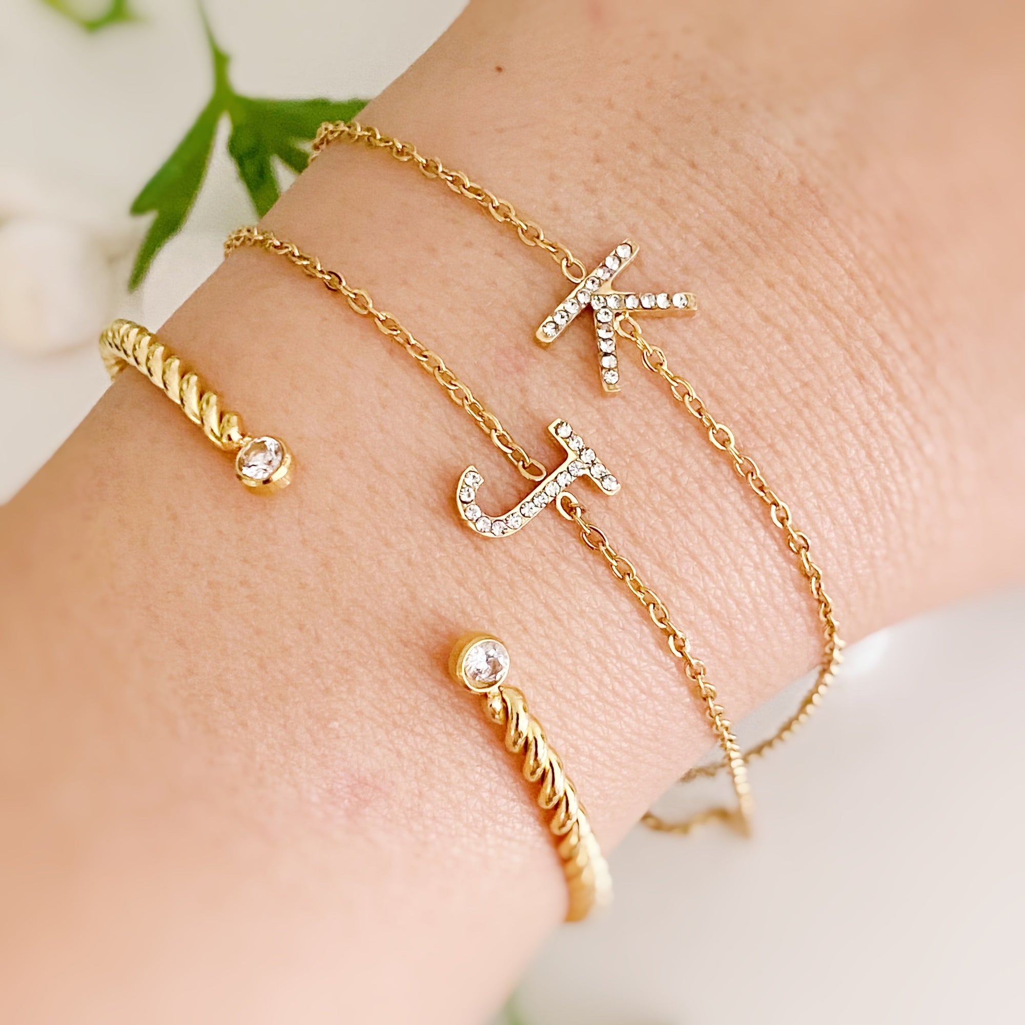 Dainty Sparkle Initial Bracelet-3