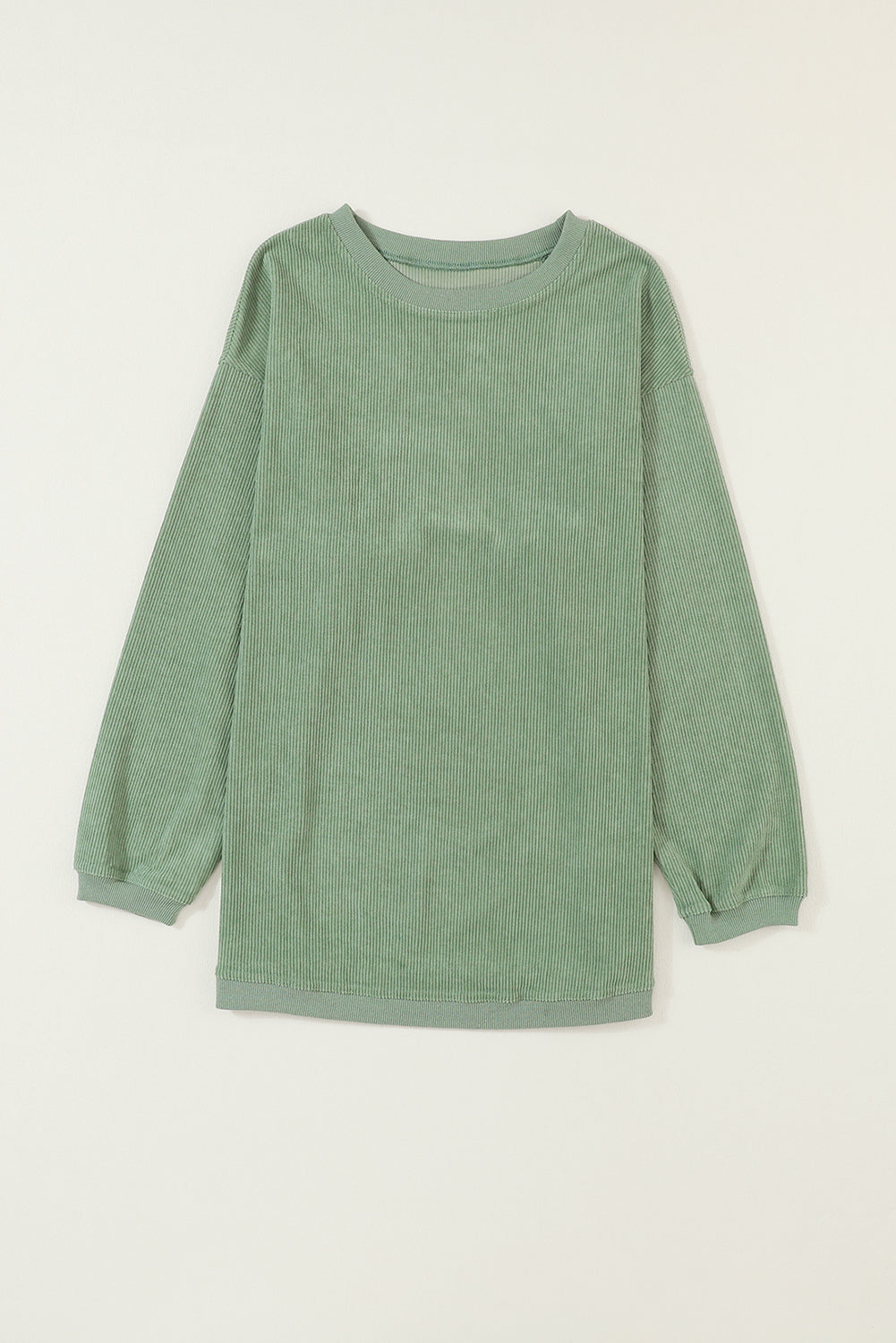 Grass Green Rib Knit Drop Shoulder Oversized Sweatshirt