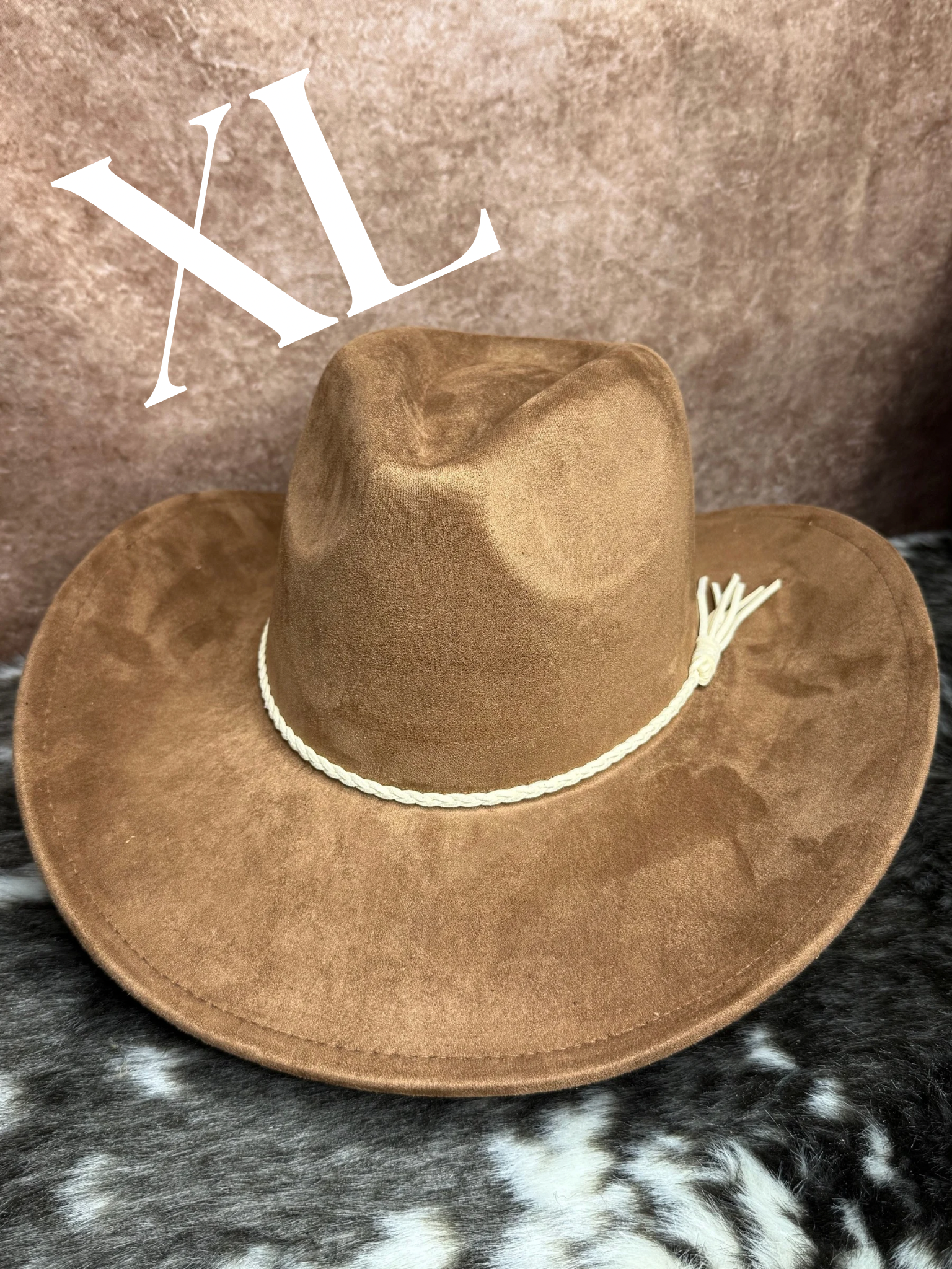 Relaxed premium Suede Premium Suede Cowboy Hat XL - Adjustable Fedora Style Rodeo Hat for Men & Women 60-61cm Size with 10cm Brim & 12cm HeightHat( XL)-0