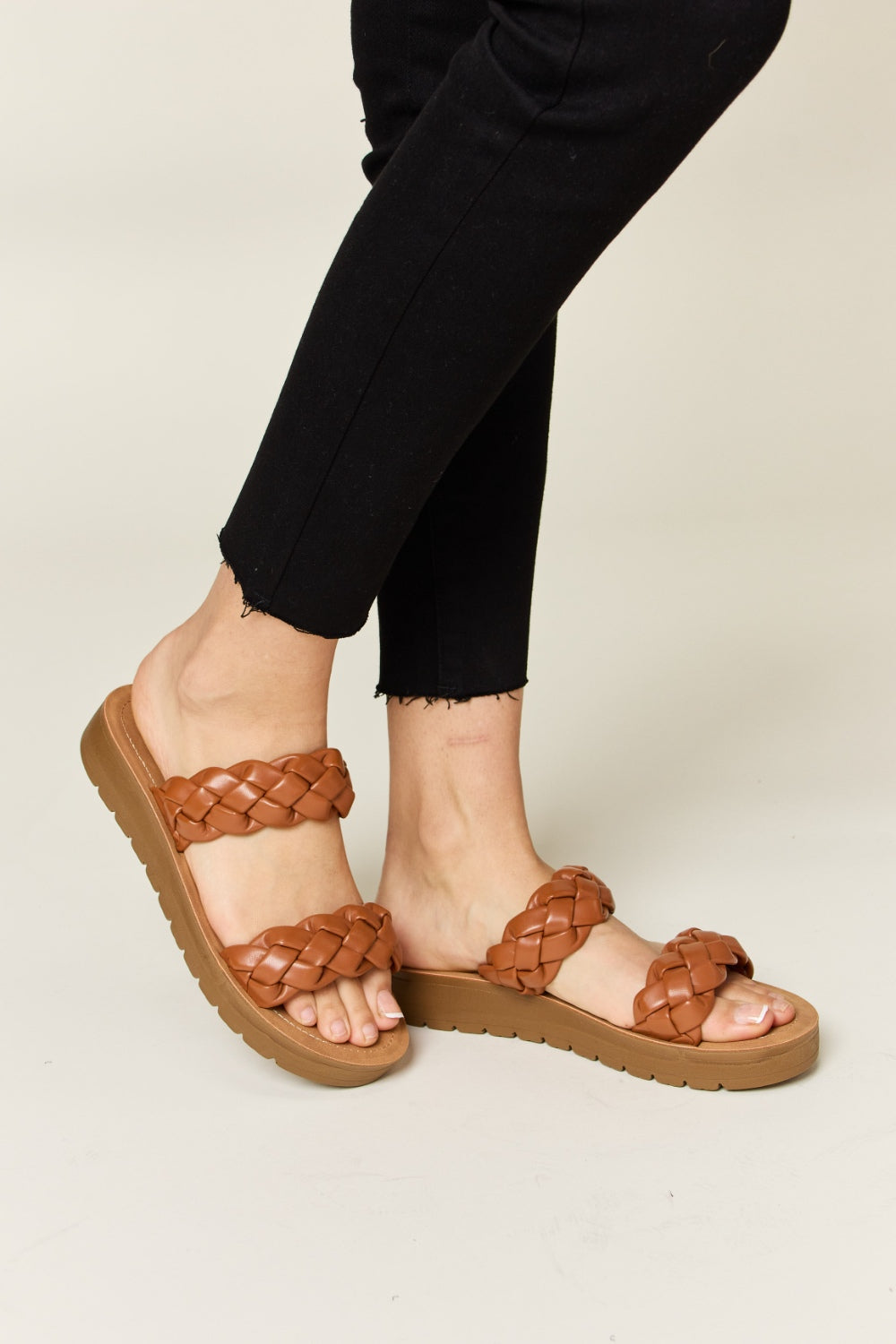 WILD DIVA Woven Dual Band Platform Sandals-0