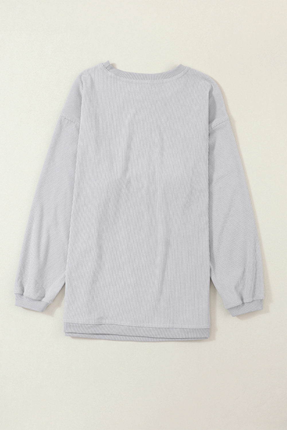 Light Grey Drop Shoulder Rib Knit Oversized Sweatshirt