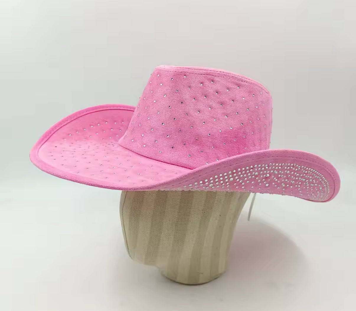 Diamond Embellishment Vegan Suede Cowboy Hat - Adjustable Fedora Style, Unisex, 56-58cm, Ethical & Cruelty-Free, Adjustable Straps Inside-4