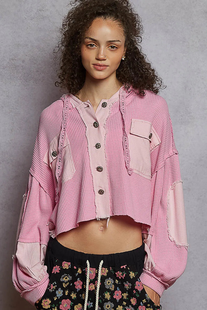 Raw Hem Cropped Hooded Jacket