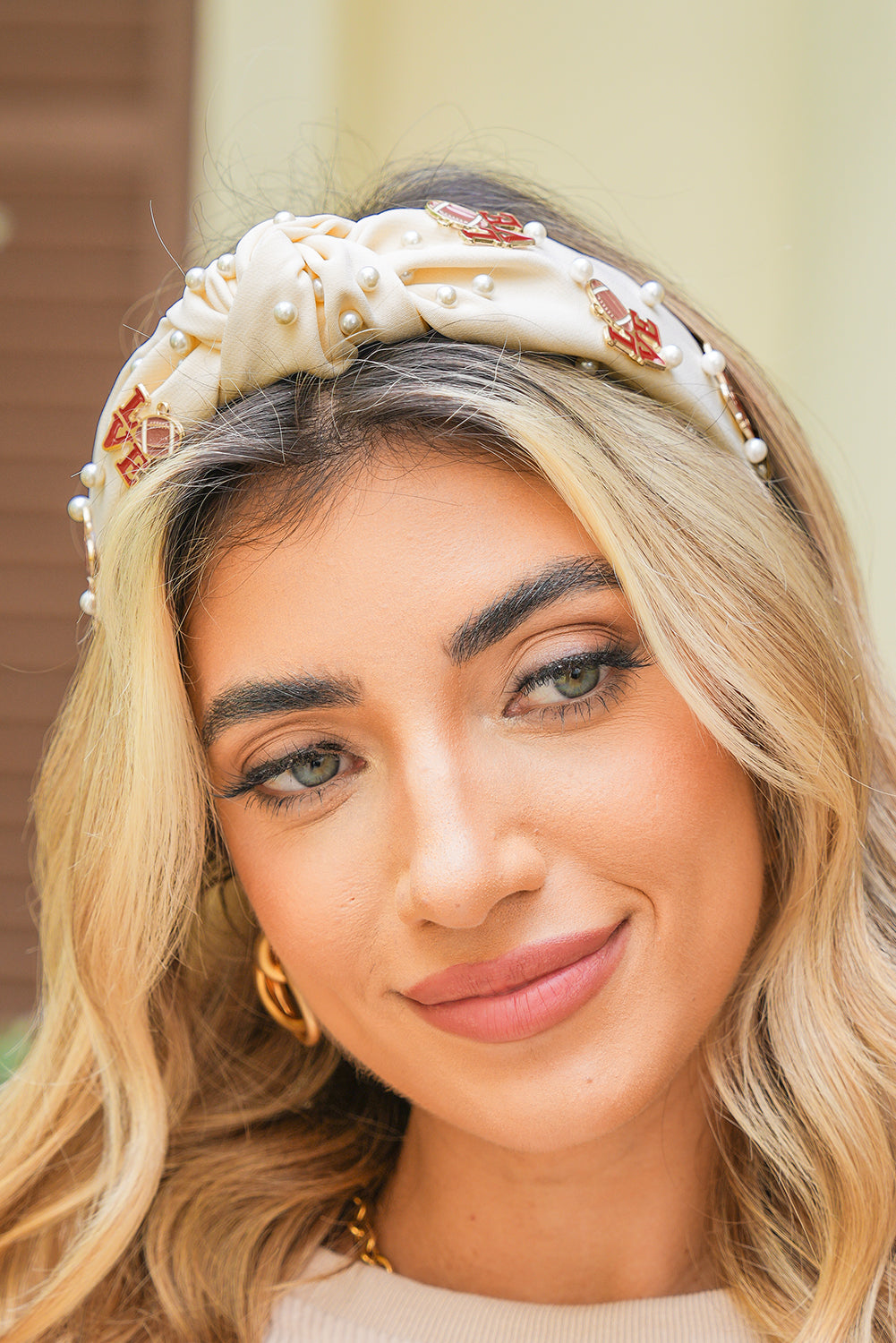 White Game Day Love Pearl Headband