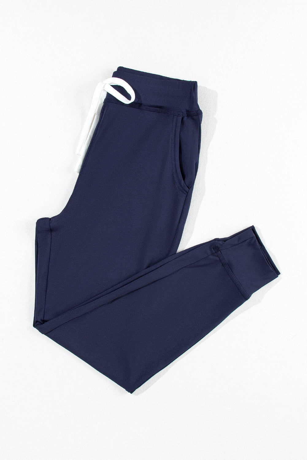 Navy Blue Drawstring Elastic Waistband Pocketed Joggers