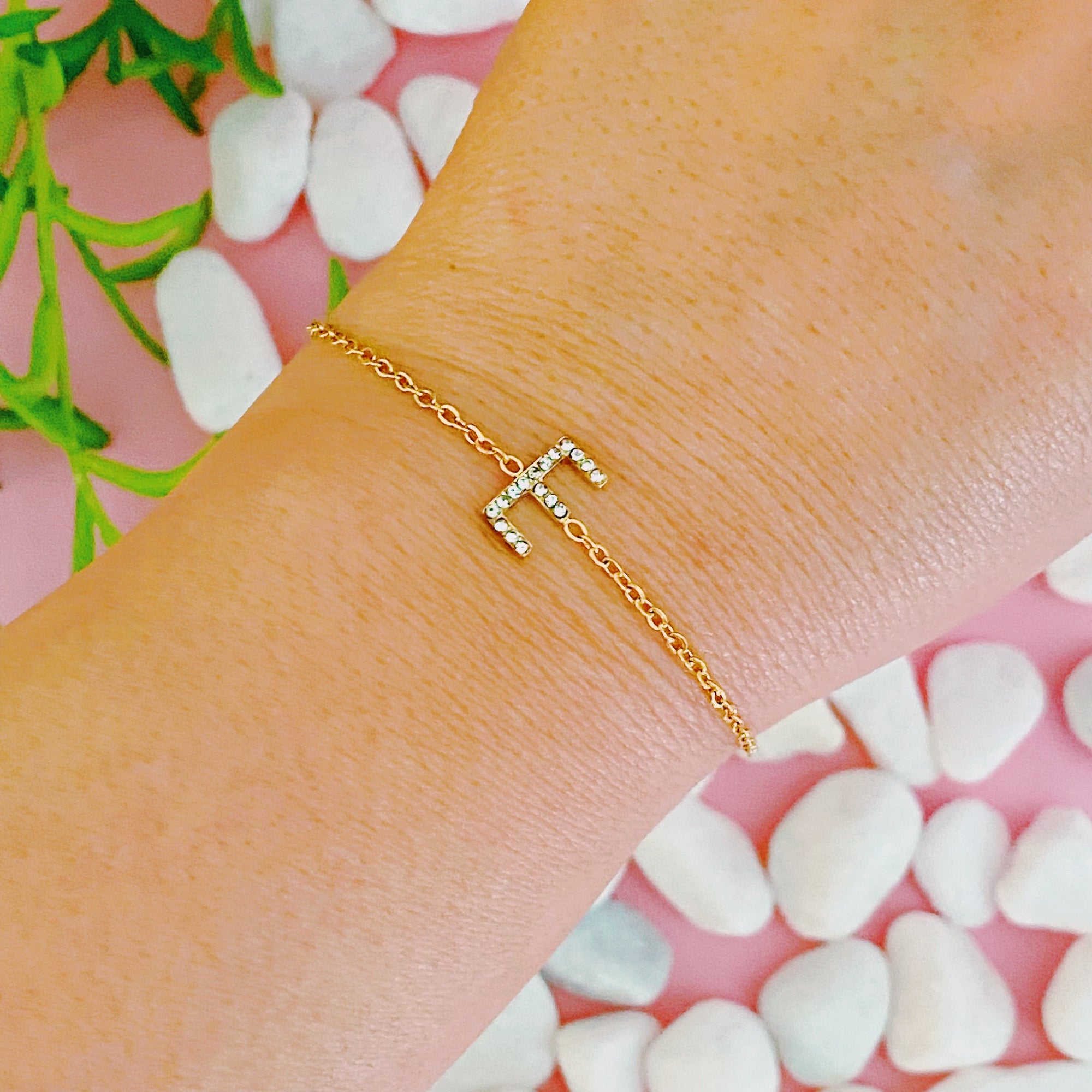 Dainty Sparkle Initial Bracelet-9