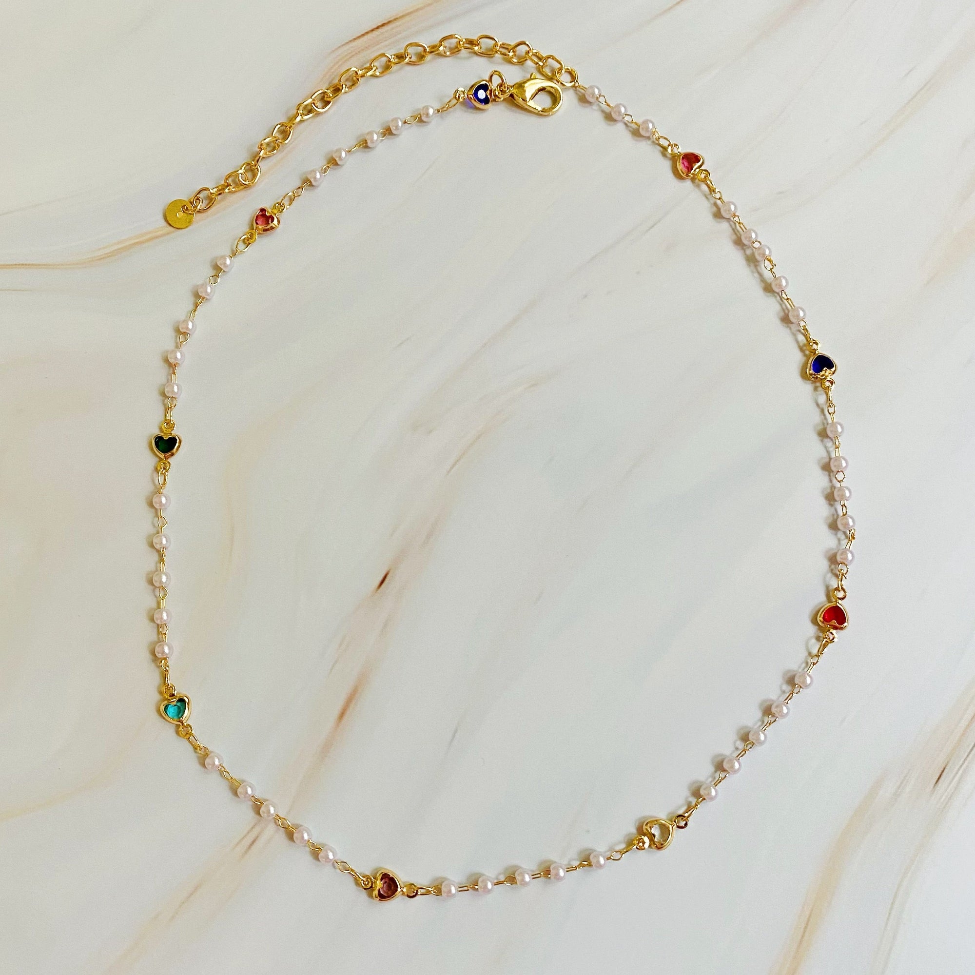 Precious Mini Heart Pearl Chain Necklace-2