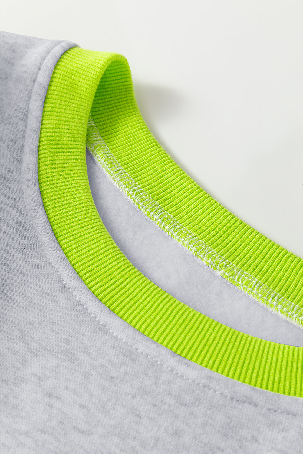 Light Grey Contrast Color Patchwork Drop Sleeve Loose Sweatshirt