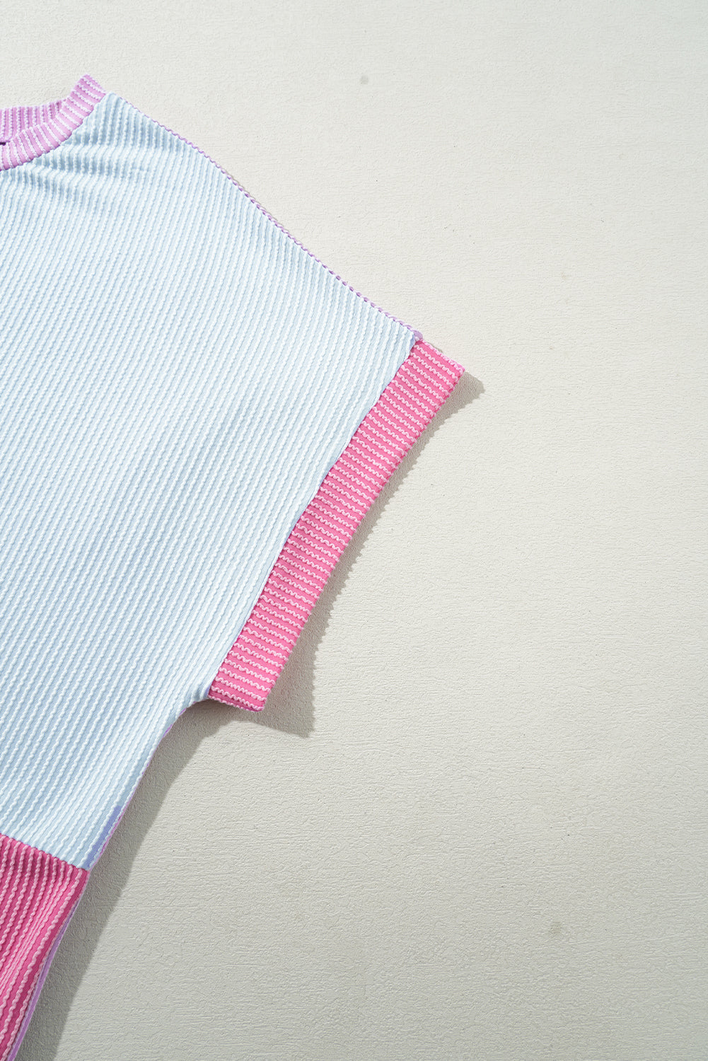 Rose Red Leopard Colorblock Patchwork Corded Plus Size T Shirt